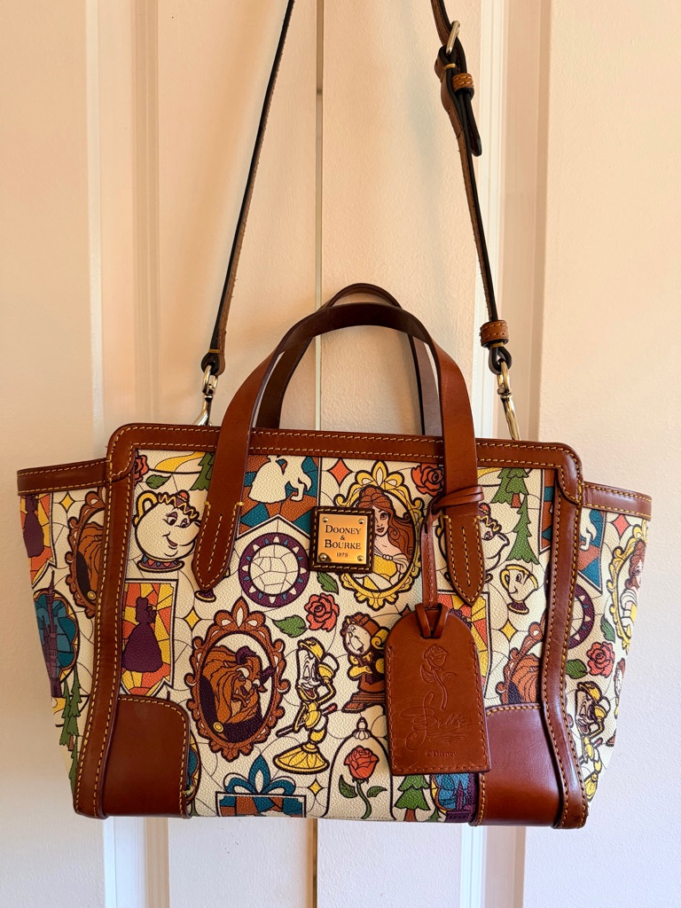 Dooney & Bourke Brown Beauty & The Beast Canvas Satchel Disney Leather Bag